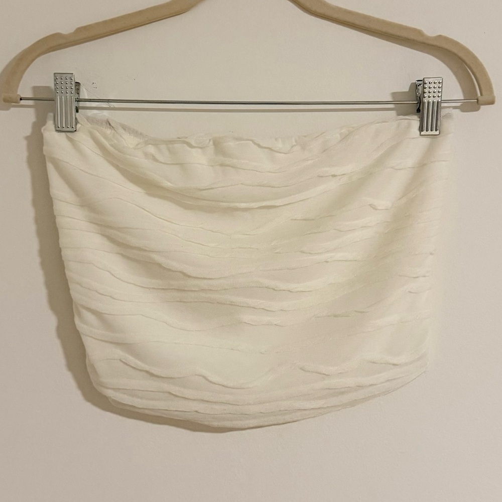 White Ruched Tube Top